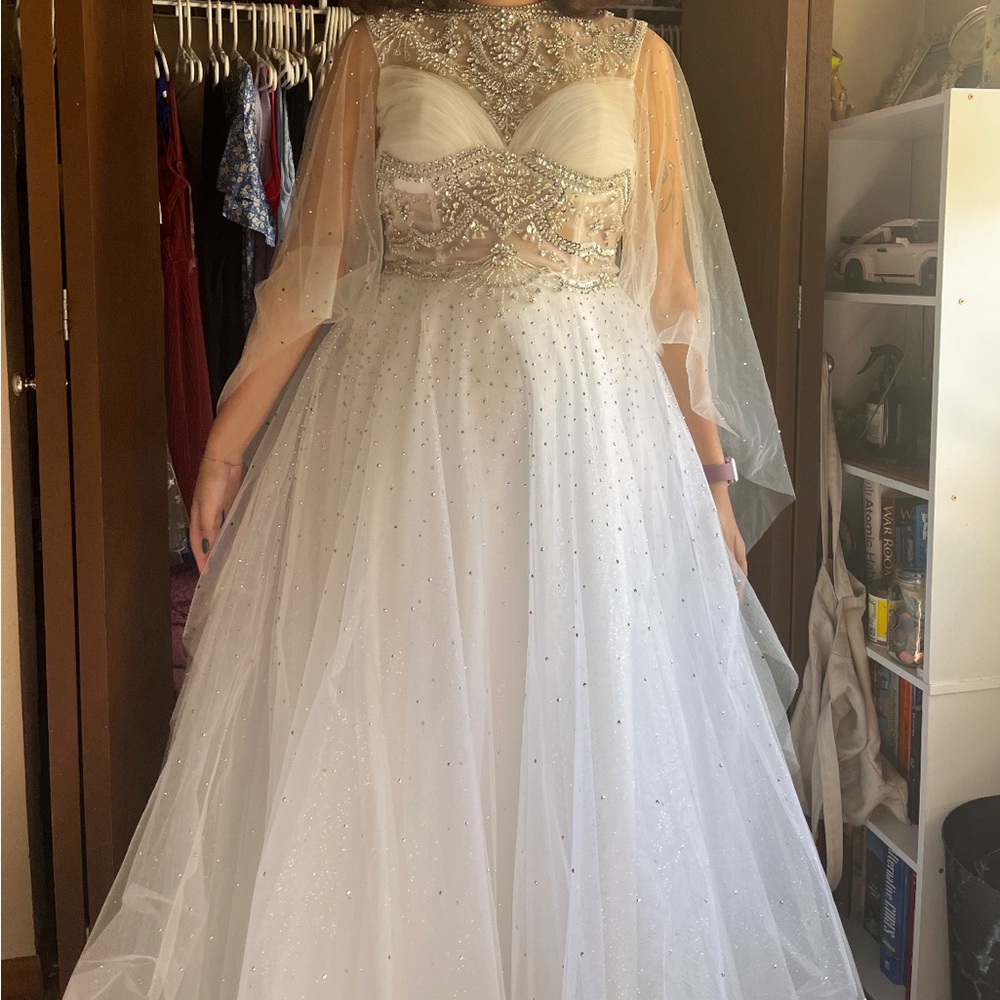 White beaded wedding / prom / formal / evening dress